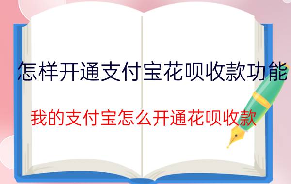 怎样开通支付宝花呗收款功能 我的支付宝怎么开通花呗收款？